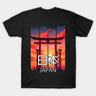 Japanese Torii Gate Sea at Sunset Landscape – Anime Shirt T-Shirt